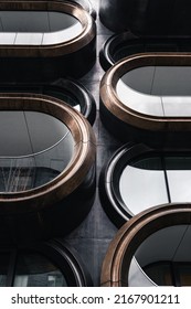 Manhattan, New York, United States Of America - April 21, 2022: Modern, Abstract Apartment Building Exterior With Circular Windows. 