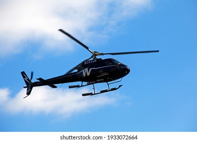 MANHATTAN, NEW YORK , USA - 2 Of January 2016 :  The Eurocopter AS350 Écureuil (or Squirrel), Now Airbus Helicopters H125, Is A Single-engine Light Utility Helicopter. 