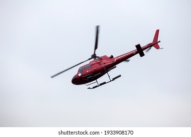 MANHATTAN, NEW YORK , USA - 2 of January 2016 :  The Eurocopter AS350 Écureuil (or Squirrel) used by Liberty Helicopters. Cloudy day