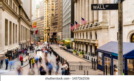 
Manhattan, New York. USA
Famous Wall Street And The Building In New York Stock Exchange With Patriot Flag.