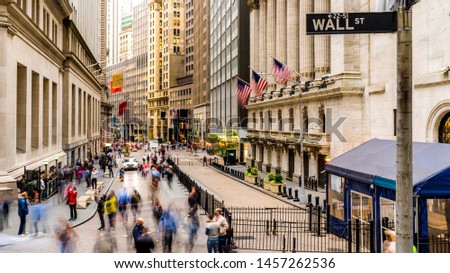 
Manhattan, New York. USA
Famous Wall street and the building in New York Stock Exchange with patriot flag.