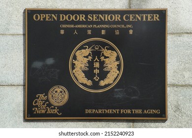 Manhattan  New York USA March  18  2022  Sign On Senior Center  In New York                               