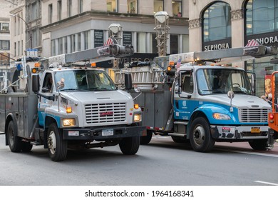 Manhattan, New York, USA - November 11. 2019: Con Edison Truck In NYC