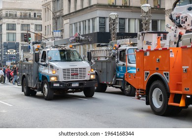 Manhattan, New York, USA - November 11. 2019: Con Edison Truck In NYC