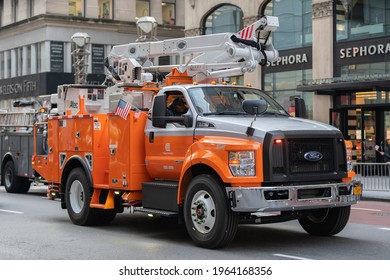 Manhattan, New York, USA - November 11. 2019: Con Edison, Orange And Rockland Truck.