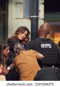 Manhattan, NY - August 18th 2022: Mariska Hargitay And Mehcad Brooks On The Set Of Law And Order