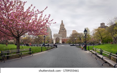 Manhattan, NY, USA- 4/12/20: People During The Time Of Coronavirus In Washington Square Park