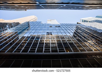 Manhattan Office Buildings View From The Ground To The Top