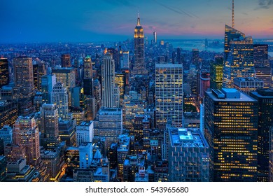 Manhattan Skyline After Dark