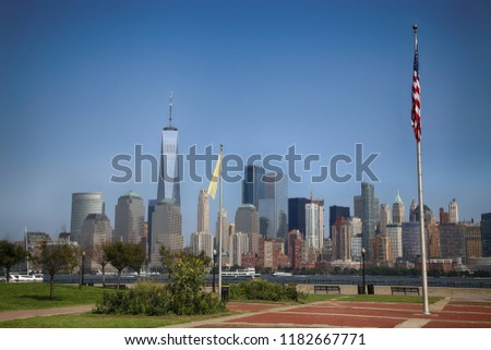 Manhattan Skyline from Central Railroad of New Jersey Terminal in NewJersey, New York City

