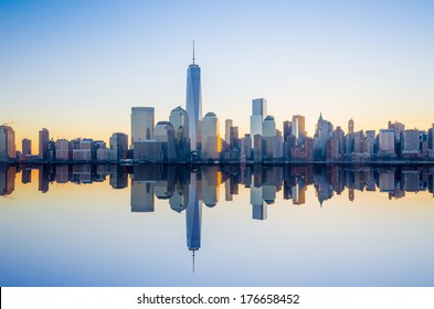 Manhattan Skyline from Jersey at twilight, New York City - Powered by Shutterstock