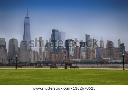 Manhattan Skyline from Liberty State Park Playground in NewJersey, New York City