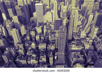 The Manhattan Skyline Of NYC In Duotone