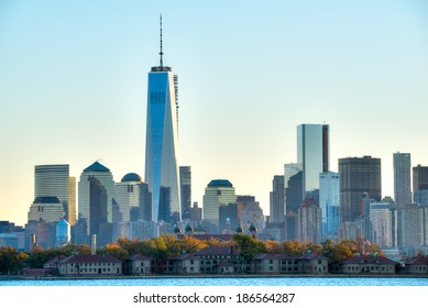 Manhattan skyline with One World Trade Center building.