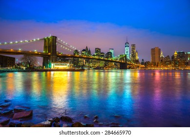  Manhattan Skyline At Sunrise, New York City. USA.