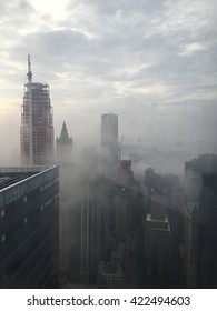 Manhattan Skyline Under Heavy Fog