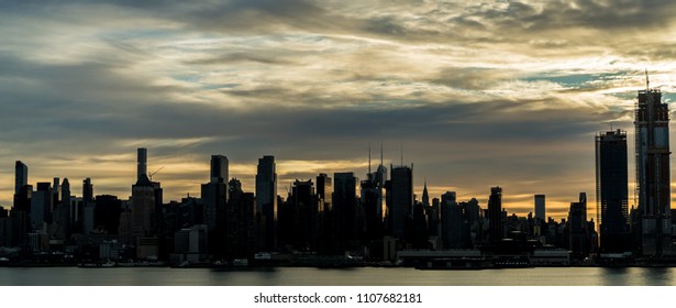 Manhattan,New York City  - DEC 26 2017:Manhattan is the most densely populated of New York City’s 5 boroughs. It's mostly made up of Manhattan Island, bounded by the Hudson, East and Harlem rivers. - Shutterstock ID 1107682181