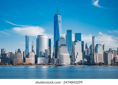 Manhattan's beautiful skyline, New York, United States. Panorama view of New York city skyline in Midtown Manhattan. USA, NYC, NY, Manhattan. American big city. Lower Manhattan skyline. - Powered by Shutterstock