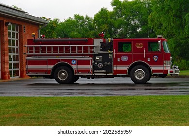 Manheim, Pa. USA August 2, 2021 A Fire Truck Used For Training Of Future Firefighters Is Located At The Lancaster County Public Safety Training Center.