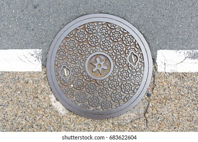 manhole cap - Rusty, grunge manhole cover, round edge
