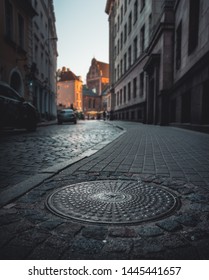 Manhole Cover In Old Town Riga, Latvia