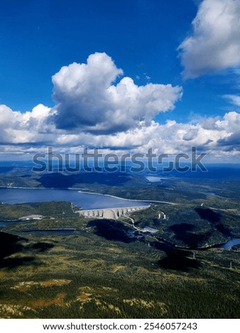 Manic 5 Dam in Quebec view from a plane
