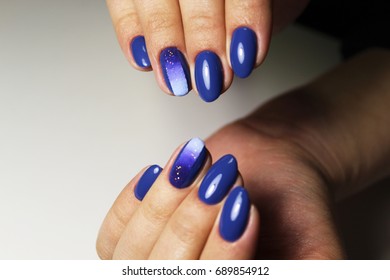 Manicure design deep blue