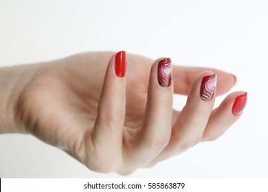  Manicure With  Heart. Nail Art.