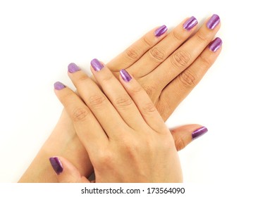 Manicure nail paint purple color 