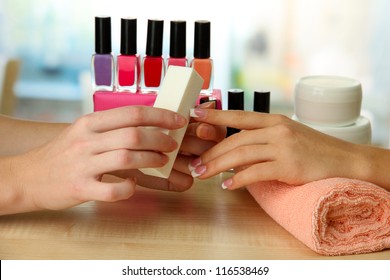 Manicure Process In Beauty Salon, Close Up