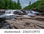 Manido Falls on the Presque Isle River in Porcupine Mountains Wilderness State Park.