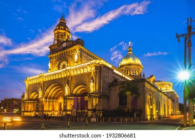 Manila Cathedral at Intramuros in Manila, Philippines at night