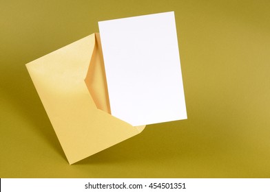 Manila Envelope Open With Blank Invitation Card Or Letter Inside