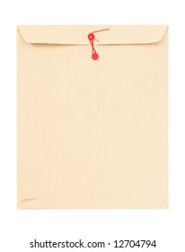 Manila Envelope With Red String Isolated On White.