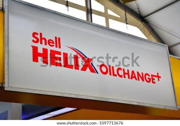 MANILA, PH -
APR. 7: Shell Helix Oil Change signage on April 7, 2018 in Manila,
Philippines. Shell, is a British–Dutch multinational oil and gas
company headquartered in
Europe.
