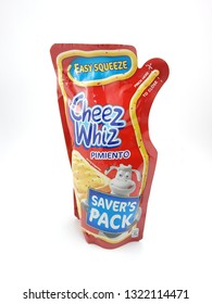 MANILA, PH - FEB. 22: Cheez Whiz Cheese Pimiento Squeeze Pack On February 22, 2019 In Manila, Philippines.