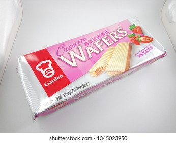 MANILA, PH - MAR. 21: Garden Cream Wafers Strawberry Flavor On March 21, 2019 In Manila, Philippines.