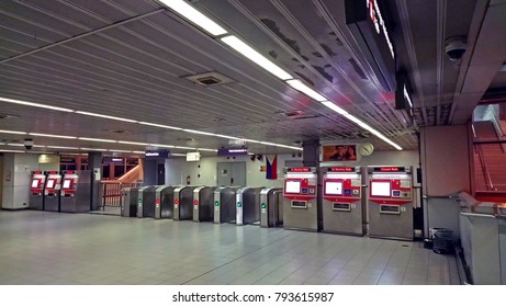 MANILA, PH-DEC. 29: Ticketing System And Machine Interior Of Light Rail Transit Line 2 On December 29, 2017 In Manila, Philippines. Light Rail Transit System Line 2, Is A Rapid Transit Line In Manila.