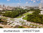 Manila, Philippines - Aerial Rizal Park (Luneta) and the surrounding skyline of Metro Manila.