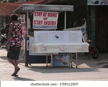 Manila, Philippines - April 20, 2020: City Government Employs Scare Tactics To Discourage The Public From Leaving Their Houses During The Government-imposed Lockdown 