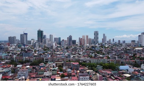 Manila, Philippines - April 30, 2020: Drone Shot With Taft Avenue Skyline