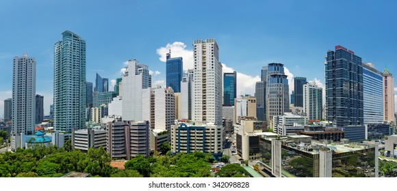 Manila, Philippines - AUGUST 19, 2014: Makati District Of Manila - Business, Shopping And Nightlife Centre Of The City