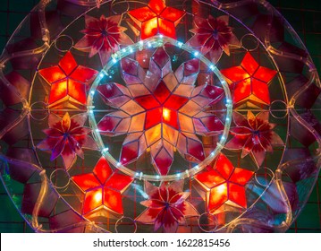 MANILA , PHILIPPINES - DEC 14 : Colorful Lanterns In A Christmas Market In Las Pinas City , Manila The Philippines On December 14 2019