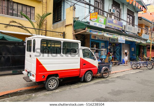 Manila, Philippines - Dec 20,\
2015. A truck parking on street in Manila, Philippines. Manila is\
the capital and the second most populous city of the\
Philippines.