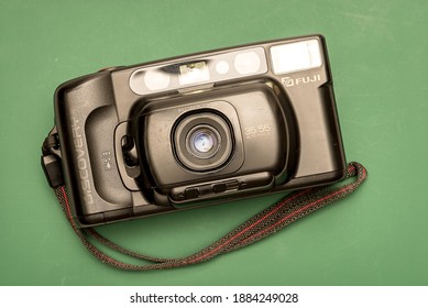 Manila, Philippines December 30, 2020: Top Down Shot Of Old Fuji Film Camera. 