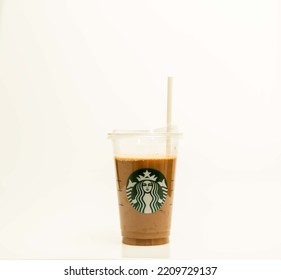 Manila The Philippines - October 4 2022: Starbucks Coffee Isolated Against A White Background Showcasing Environmental Recycling Efforts Of Being A Good Global Corporate Citizen. 