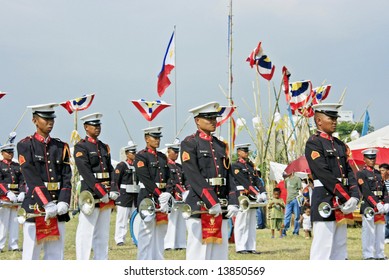 Manila, Philippines-June 12: Philippine Marine Bugle Corp Presentation During Philippine Independence Day In Manila Philippines Last June 12.