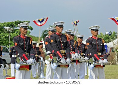 Manila, Philippines-June 12: Philippine Marine Bugle Corp Presentation During Philippine Independence Day In Manila Philippines June 12.