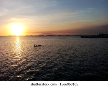 Manila Port Sunset Over Calm Sea, Philippines