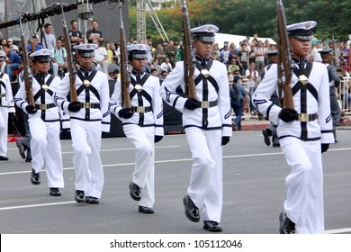 MANILA,PHILIPPINES-JUNE 12:Parade Of Members Of The Armed Forces  Perform At The Philippines Independence Day On June 12, 2012  In Manila. The Philippines Celebrate The 114th Independence Day.